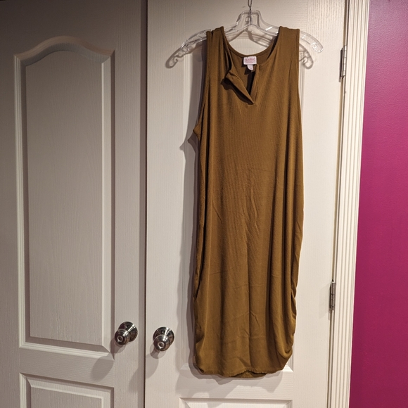 Ingrid & Isabel Maternity Split Neck Midi Tank Dress Brown - XL - Picture 2 of 6